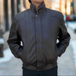 BOL Men's Double Pocket Leather Bomber Jacket