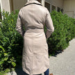 Women's Classic Leather Trench Coat. Double-Breasted Button Closure with Adjustable Belt