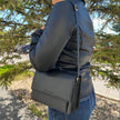 Derek Alexander Half Flap Organizer Leather Messenger Crossbody Bag
