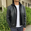 Men's Lamb Leather Hoodie Jacket with Detachable Hood