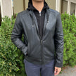 Men's Lamb Leather Hoodie Jacket with Detachable Hood