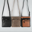 JBG Slim Genuine Leather Crossbody Bag. RFID Blocking Travel Purse with Multi-Zipper Pockets