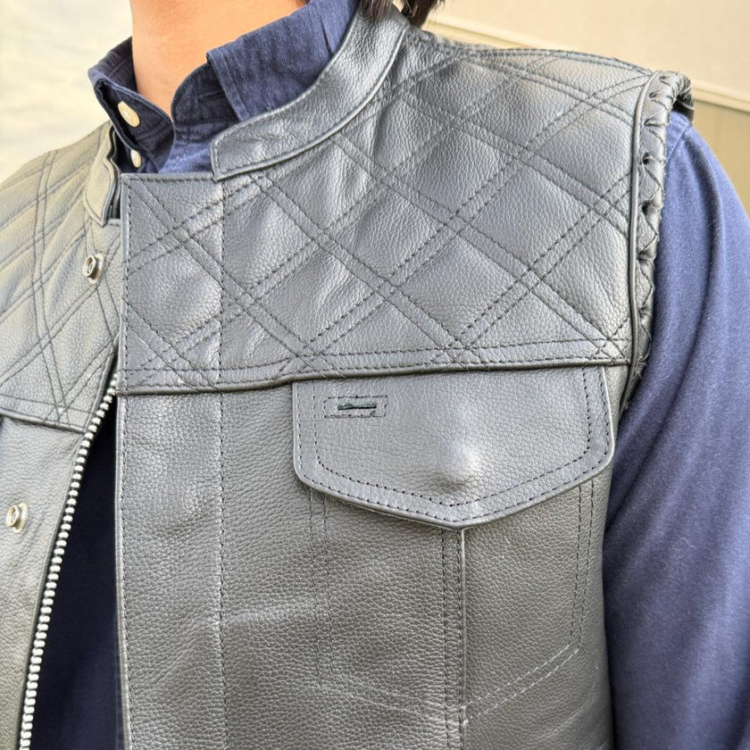 Men's Genuine Cow Leather Biker Club Vest