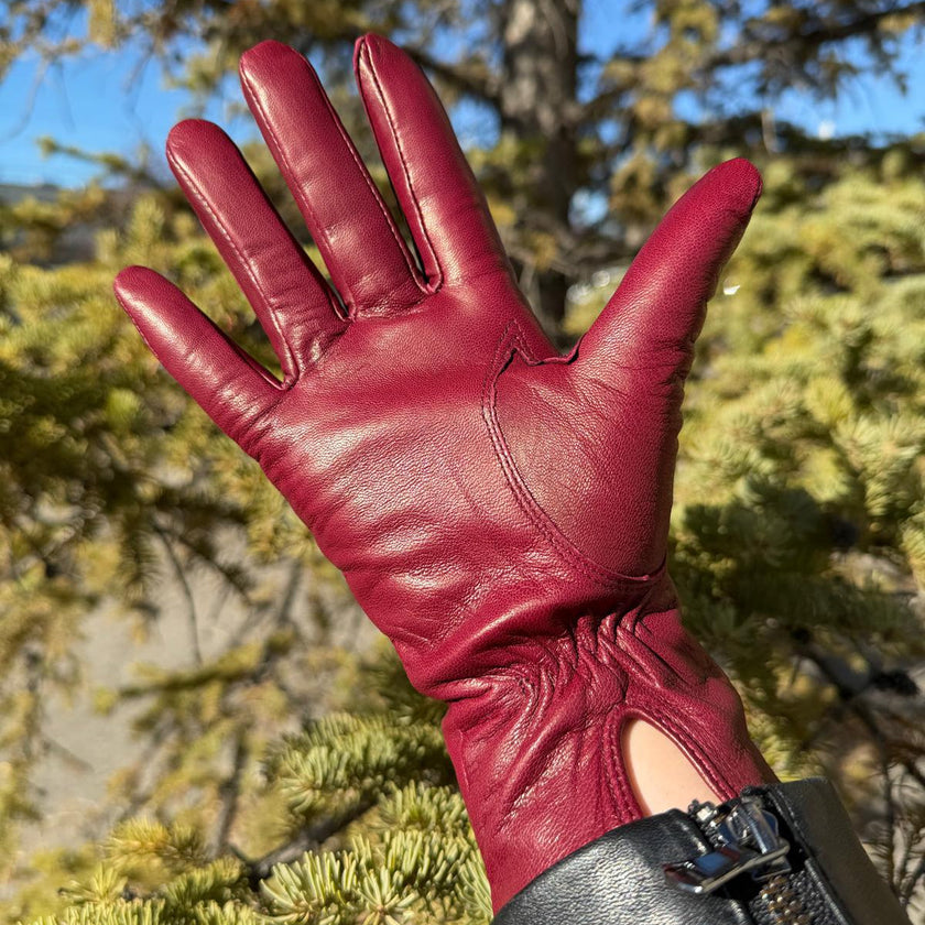 Women's Drum Dyed Lamb Leather Gloves with Wool Blend Lining