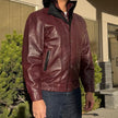 BOL Men's Double Collar Leather Bomber Jacket