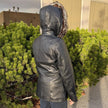 Women's Sheepskin Leather Jacket with Real Fox Fur Trim