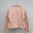 Women's Lamb Leather Biker Jacket with Quilted Ribbed Shoulders