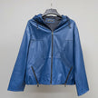 Sporty Women's Lamb Leather Hoodie Jacket
