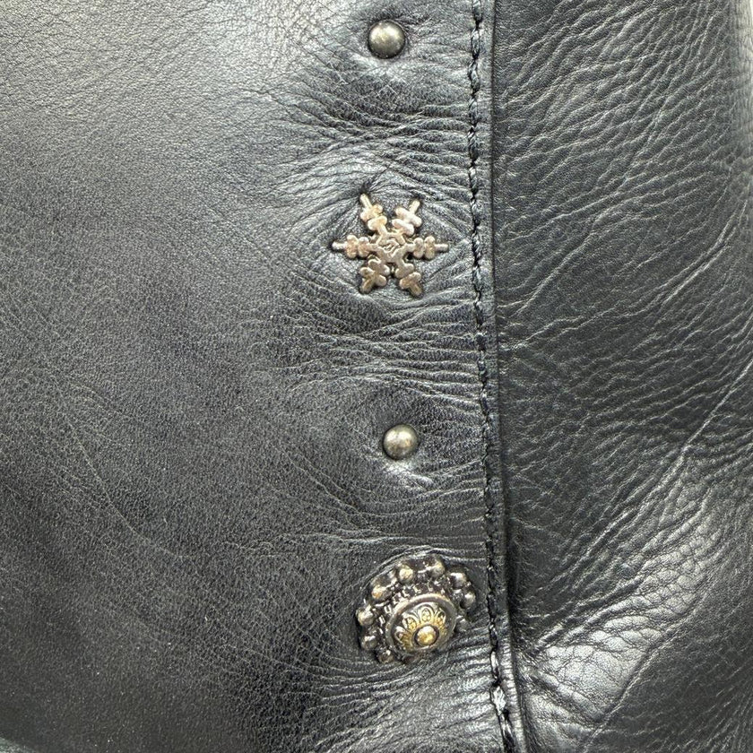 MET Women's Cow Leather Crossbody Bag with Front Zipper Pocket & Stud Detail