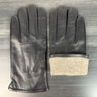 Men's Black Sheepskin Leather Gloves with Wool Blend Lining