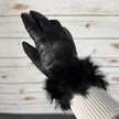 Women’s Sheep Leather Gloves with Rabbit Fur Trim