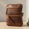 Greenwood Leather Mini Crossbody Bag. Premium 3-Zipper Travel Organizer