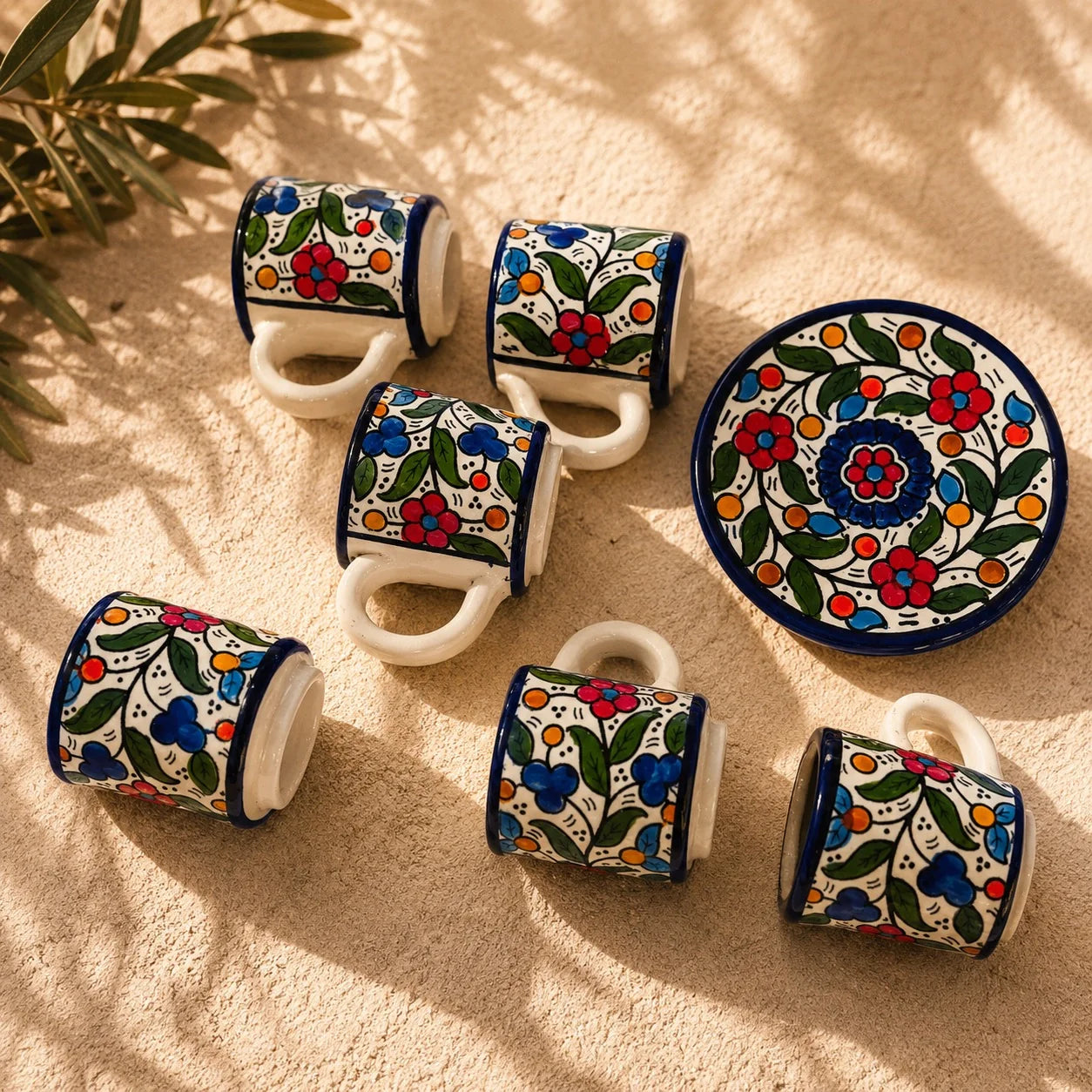 Handmade Ceramic Coffee Cup Set for 6 – Espresso Cups & Saucers Gift Set
