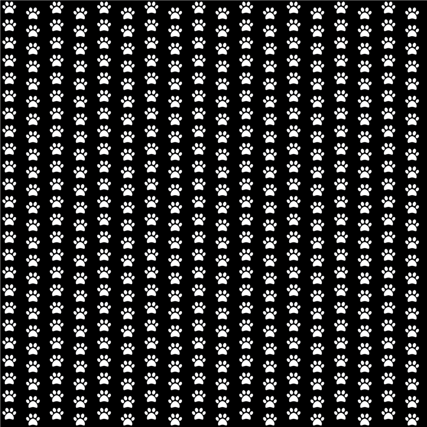 Craft HTV White in Black Paw Pattern