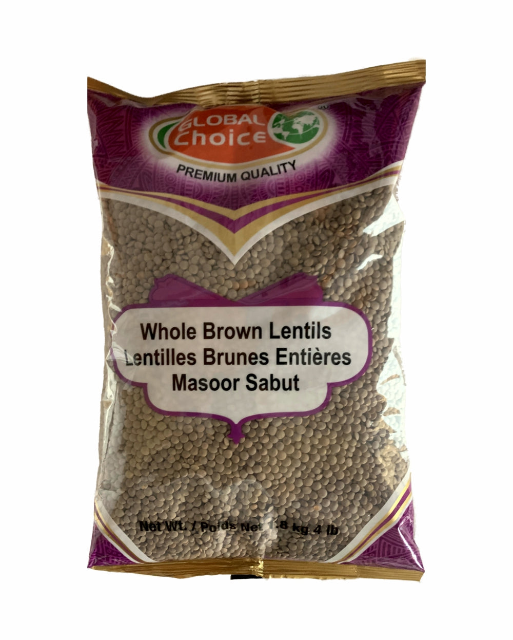 Global Choice Whole Brown Lentils 1.8kg ( Masoor Sabut 4lb)