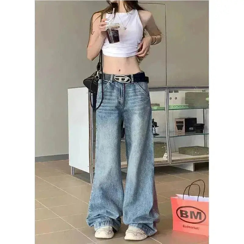 Wide leg  Baggy Cargo street Denim Jeans Pant Boyfriend jeans trouser