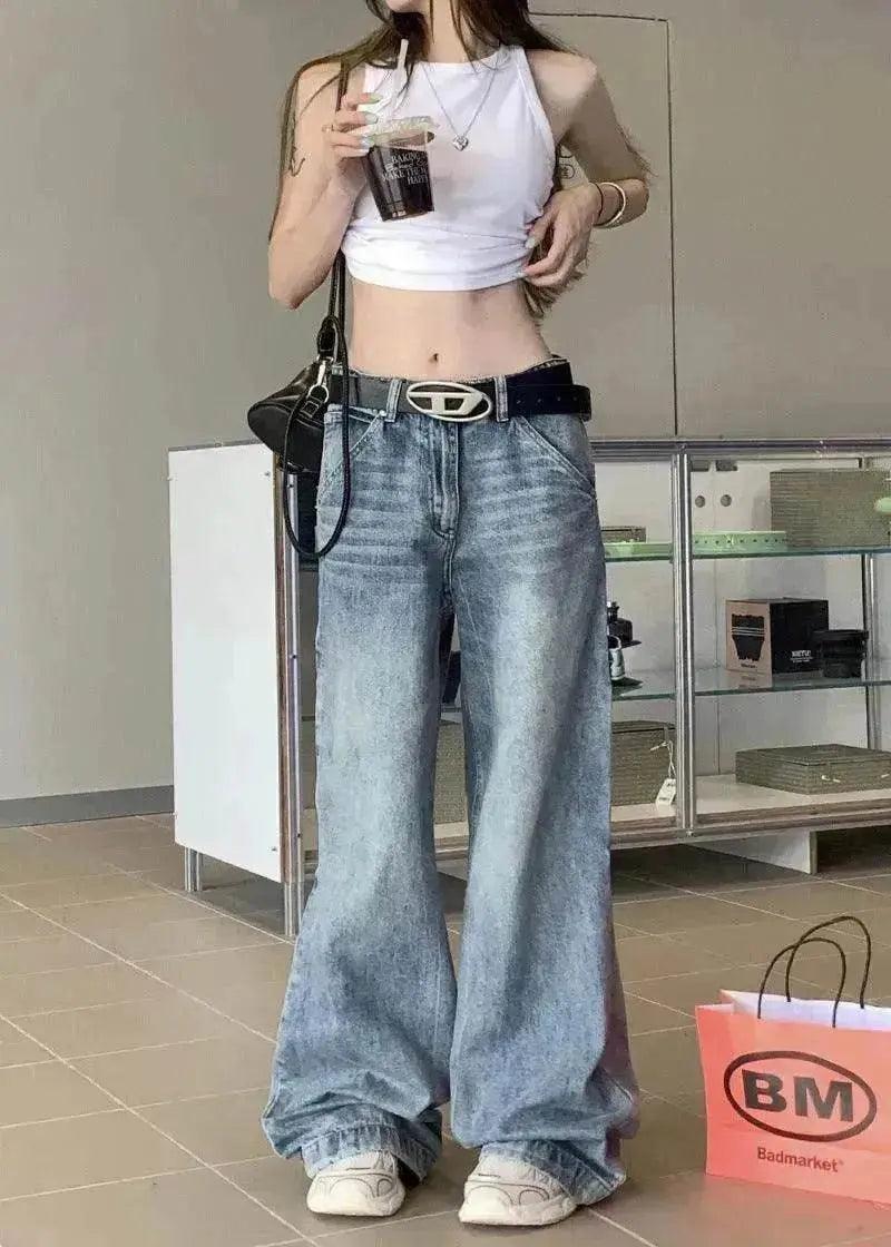 Wide leg  Baggy Cargo street Denim Jeans Pant Boyfriend jeans trouser