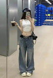 Wide leg  Baggy Cargo street Denim Jeans Pant Boyfriend jeans trouser
