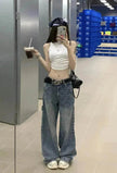 Wide leg  Baggy Cargo street Denim Jeans Pant Boyfriend jeans trouser