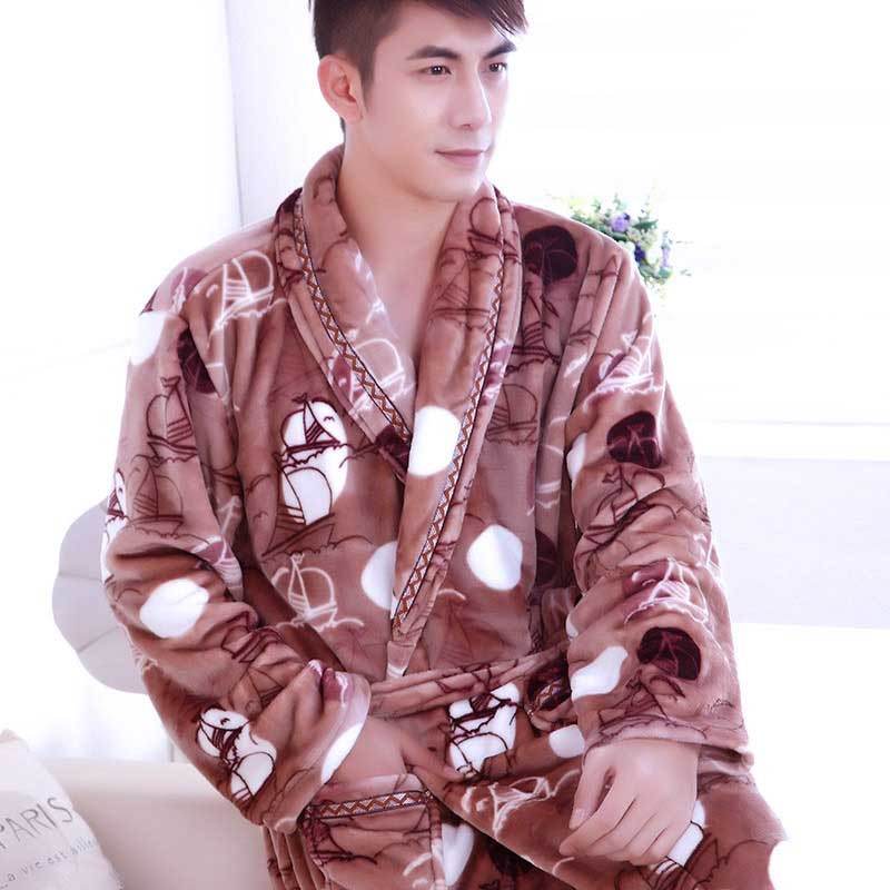 Coral Dressing Gown – Luxurious Thick Rabbit Fur Pajamas for Men