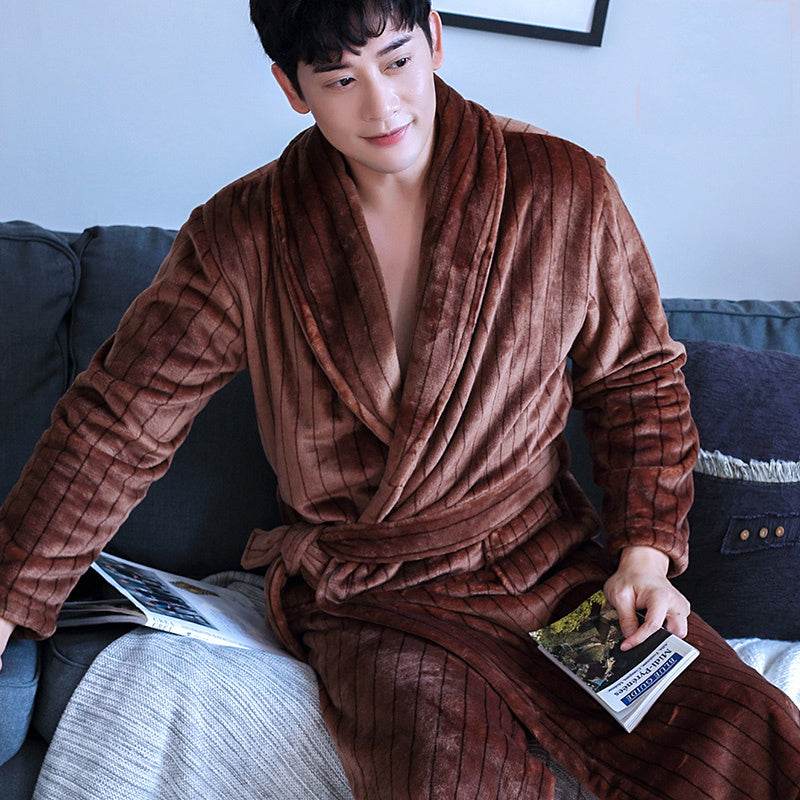 Coral Dressing Gown – Luxurious Thick Rabbit Fur Pajamas for Men