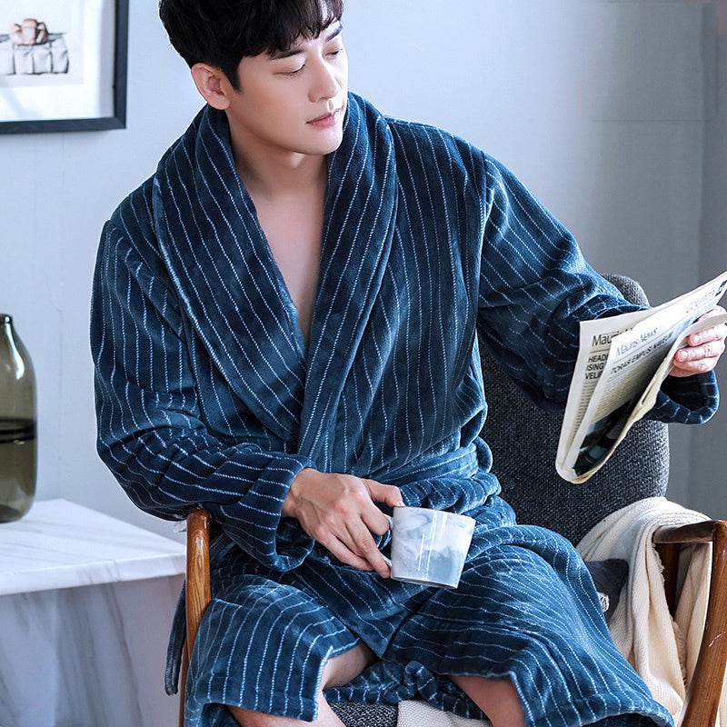 Coral Dressing Gown – Luxurious Thick Rabbit Fur Pajamas for Men