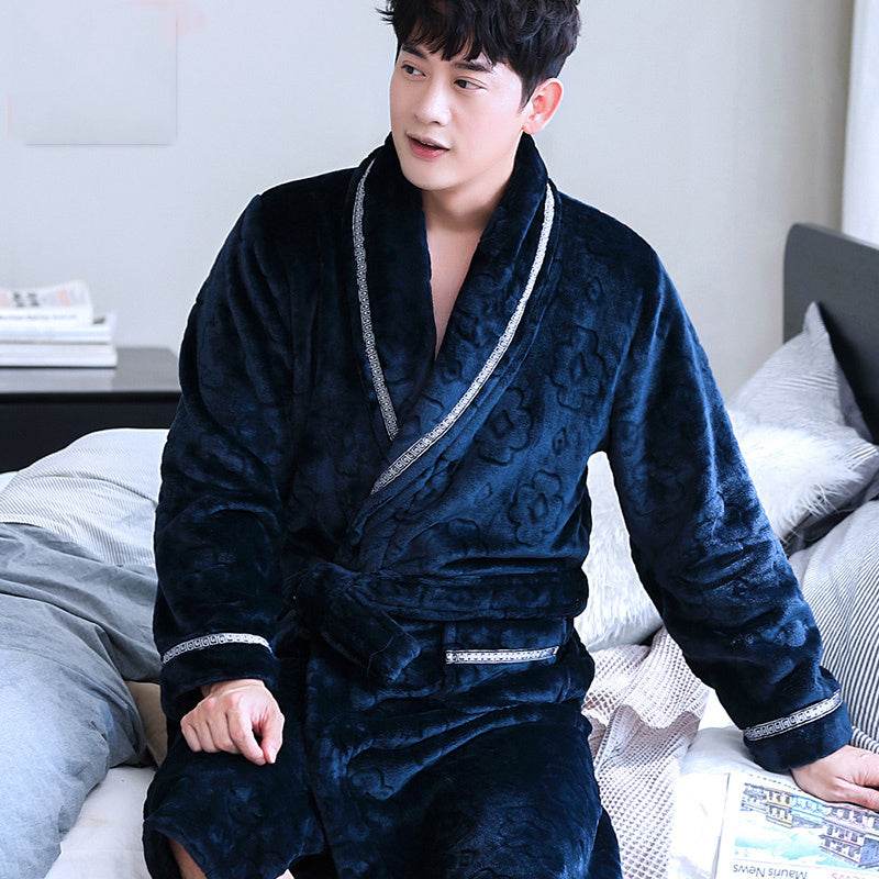 Coral Dressing Gown – Luxurious Thick Rabbit Fur Pajamas for Men
