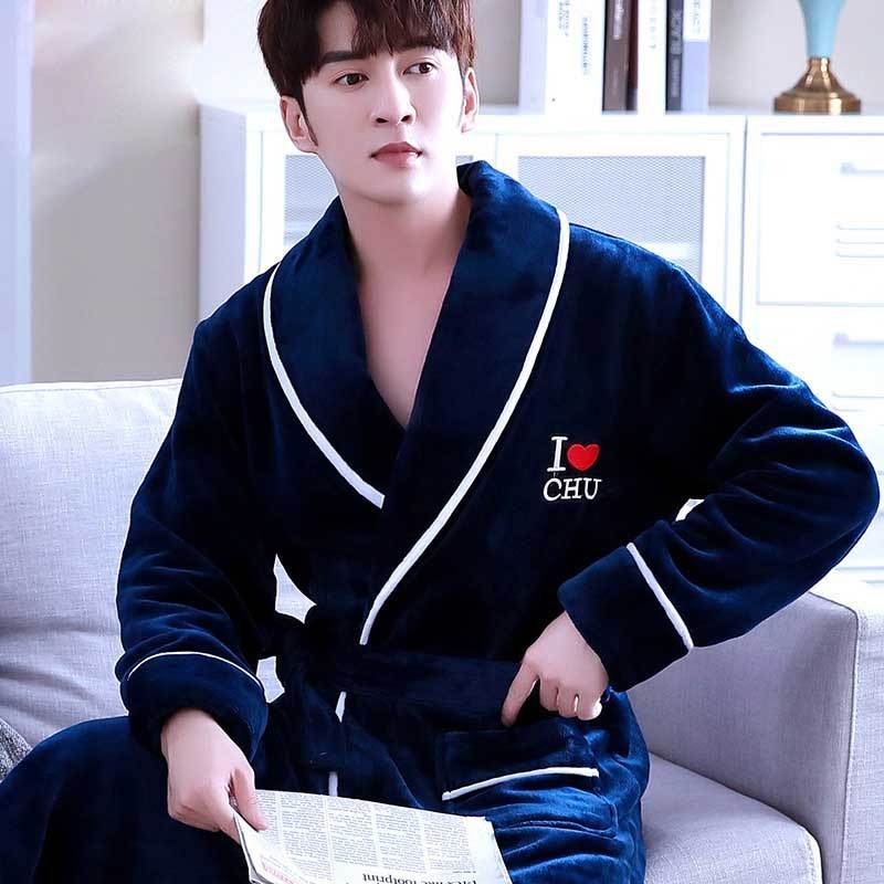 Coral Dressing Gown – Luxurious Thick Rabbit Fur Pajamas for Men