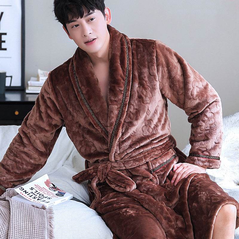 Coral Dressing Gown – Luxurious Thick Rabbit Fur Pajamas for Men