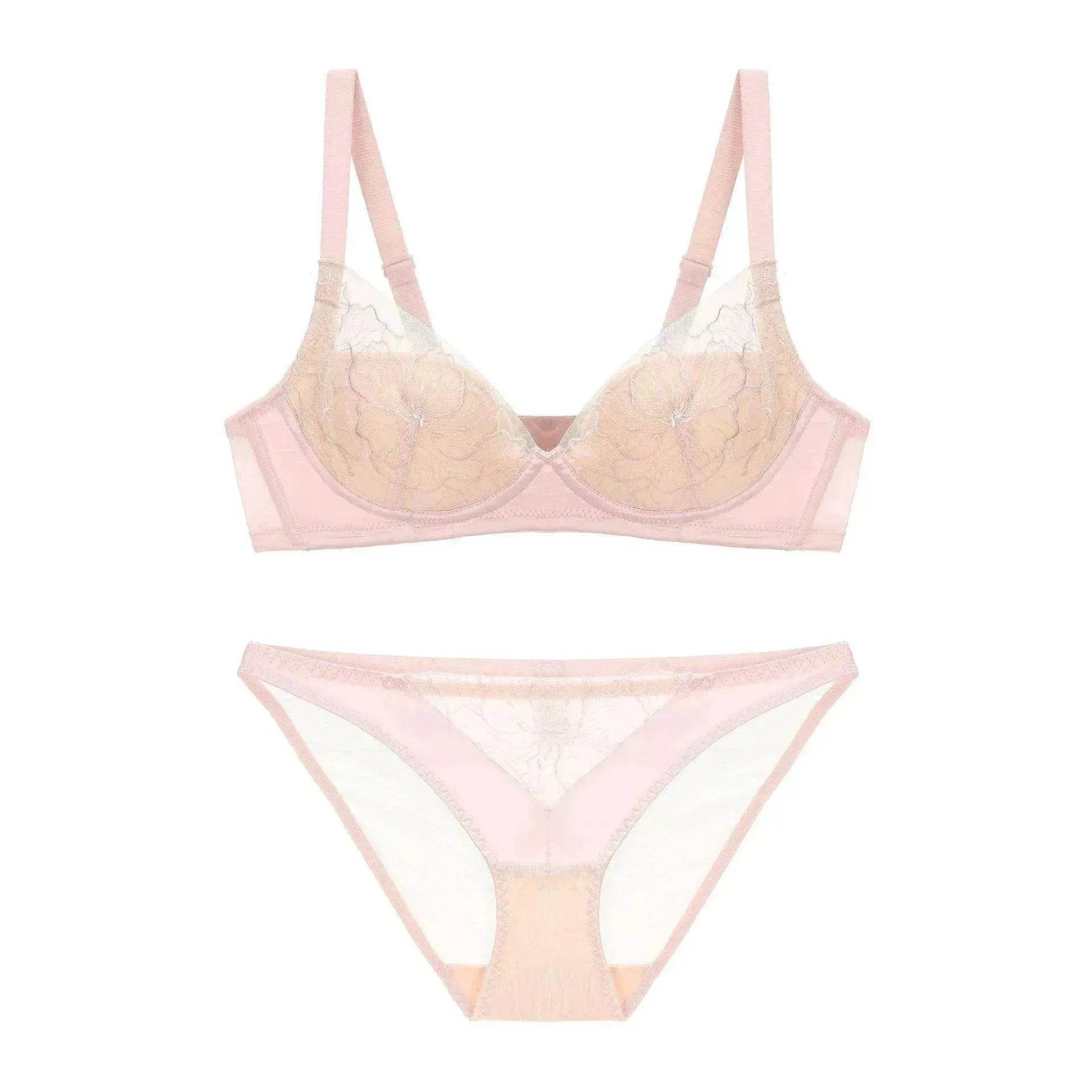 Wireless Thin Push Up Pure Lace Underwear Set
