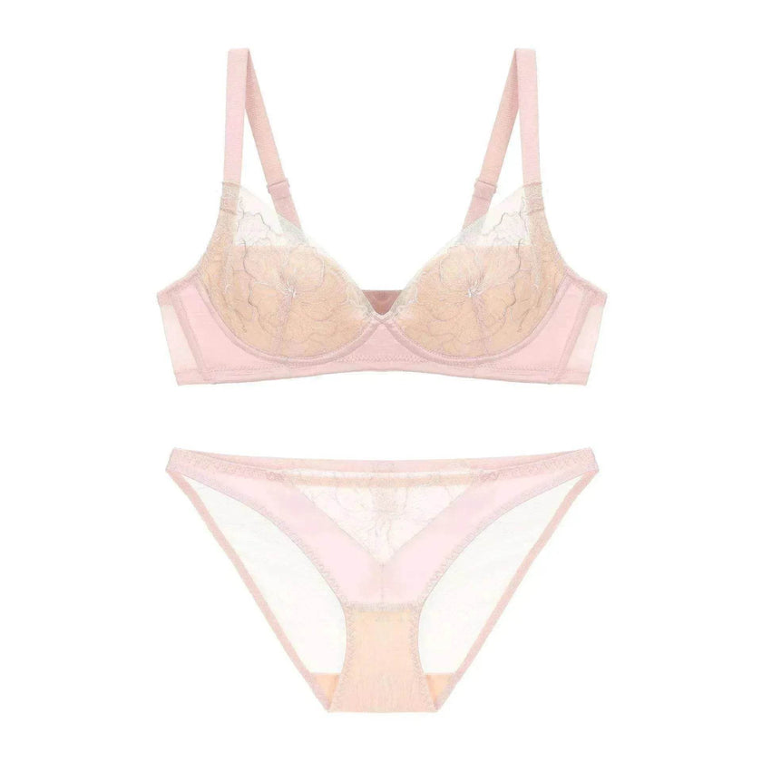 Wireless Thin Push Up Pure Lace Underwear Set
