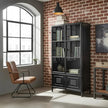 Armoire vintage en acier noir avec portes vitrées