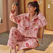 Women Pajamas – Cotton Cartoon Pajama Suit with Long Sleeves