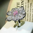 Women Diamond Flower Fashion Ring Female Opening