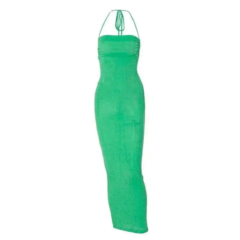 Women's Backless Charming Strap Slim Dress Tube Top Halter Dress Club Party Beach Outfits Summer