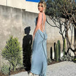 Women's Backless Charming Strap Slim Dress Tube Top Halter Dress Club Party Beach Outfits Summer