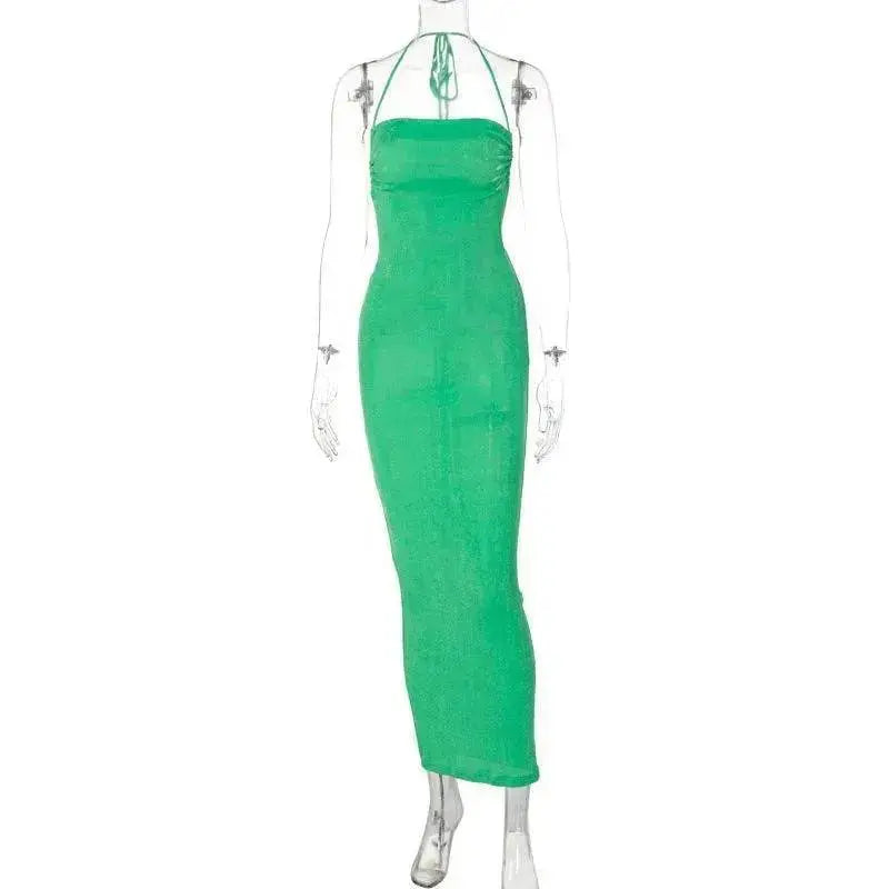 Women's Backless Charming Strap Slim Dress Tube Top Halter Dress Club Party Beach Outfits Summer