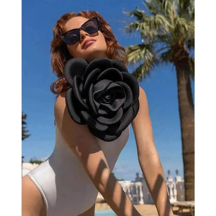 Women's Big Flower One-Piece Swimsuit – Floral Print, Sizes S–XL