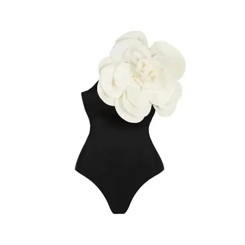 Women's Big Flower One-Piece Swimsuit – Floral Print, Sizes S–XL