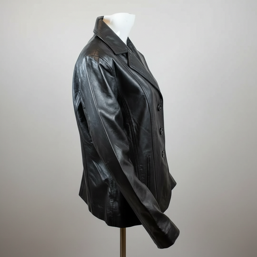 Women's Blazer Stitched Leather Jacket