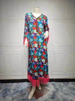 Women's Bronzing Printed Casual Dubai Arab  Robe