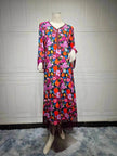 Women's Bronzing Printed Casual Dubai Arab  Robe