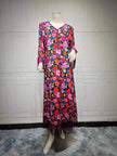 Women's Bronzing Printed Casual Dubai Arab  Robe