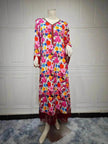 Women's Bronzing Printed Casual Dubai Arab  Robe