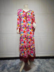 Women's Bronzing Printed Casual Dubai Arab  Robe