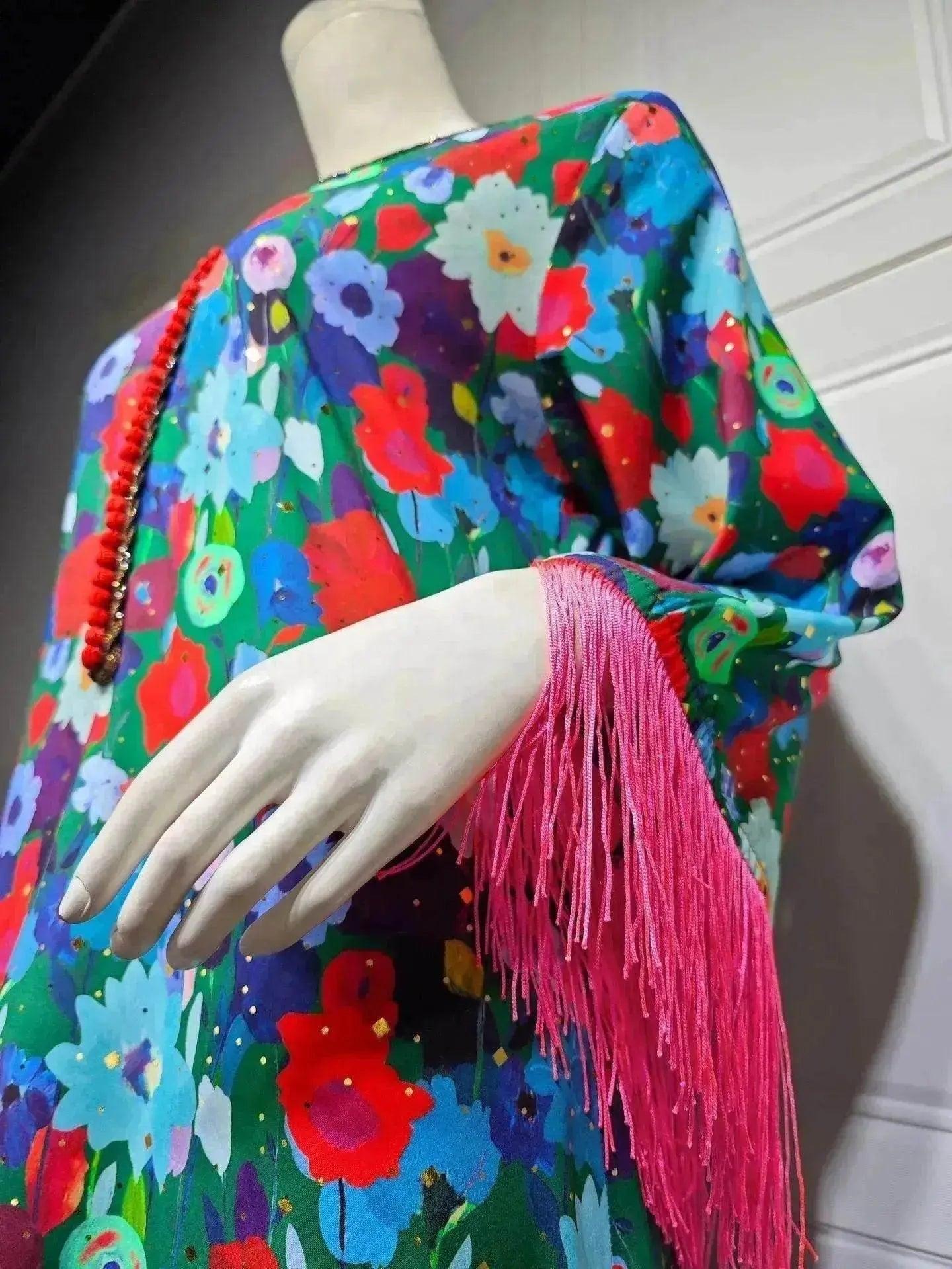Women's Bronzing Printed Casual Dubai Arab  Robe