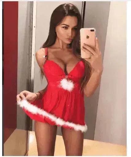 Women's Charming Lingerie Sling Christmas Holiday Costume Set