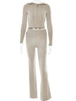 Women's Comfortable Hoodie Leisure Charming Long Sleeve Sweater And High Waist Long Pants Suit