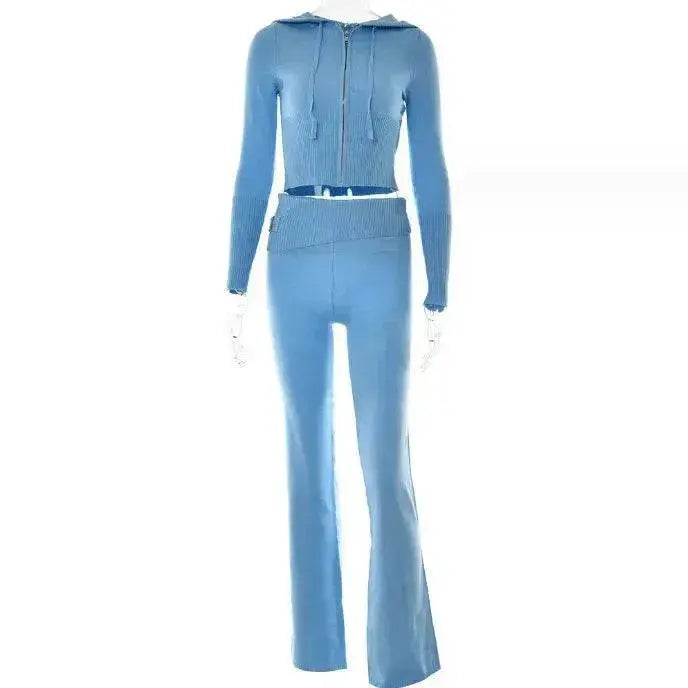 Women's Comfortable Hoodie Leisure Charming Long Sleeve Sweater And High Waist Long Pants Suit