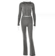 Women's Comfortable Hoodie Leisure Charming Long Sleeve Sweater And High Waist Long Pants Suit